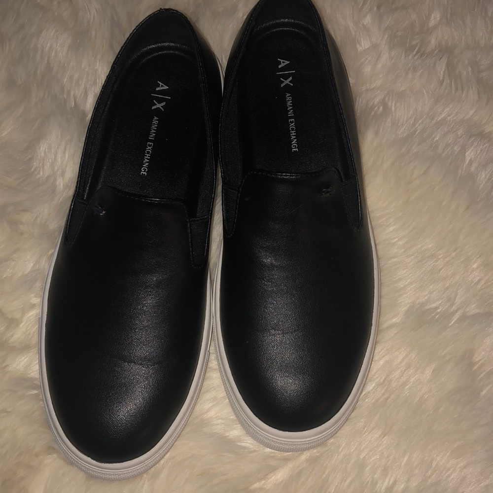 Armani Exchange Black and White Slip-ons